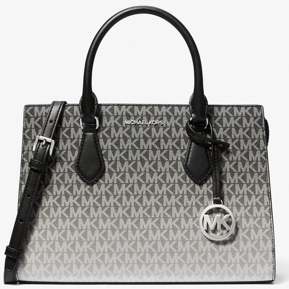 Michael Kors Sheila Medium Ombré Signature Logo Satchel Black Multi - Picture 1 of 9